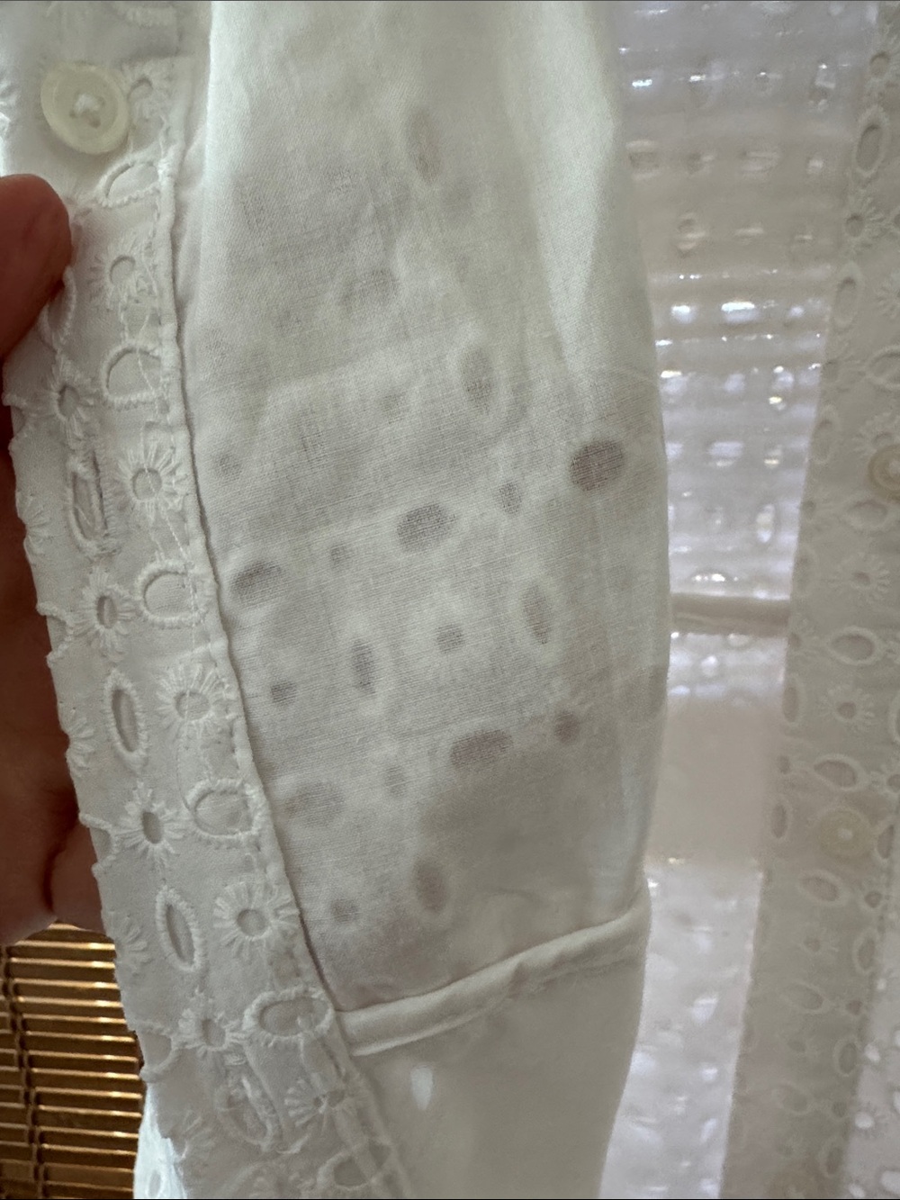 Boden Sleeveless White Eyelet Shirt Dress with Waist Tie - Picture 2 of 8